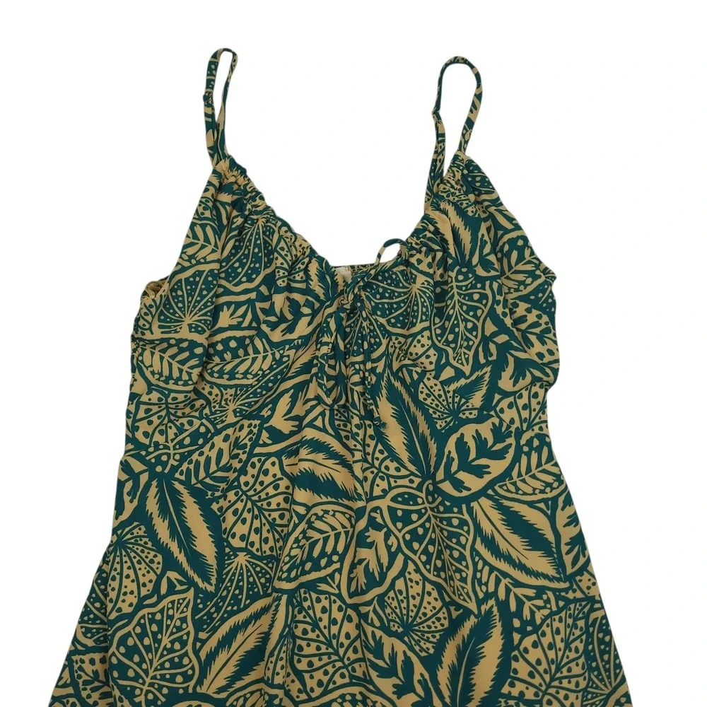 Sienna Sky Womens Tropical Leaf Mini Dress Sz Medium Spaghetti Strap Boho Casual